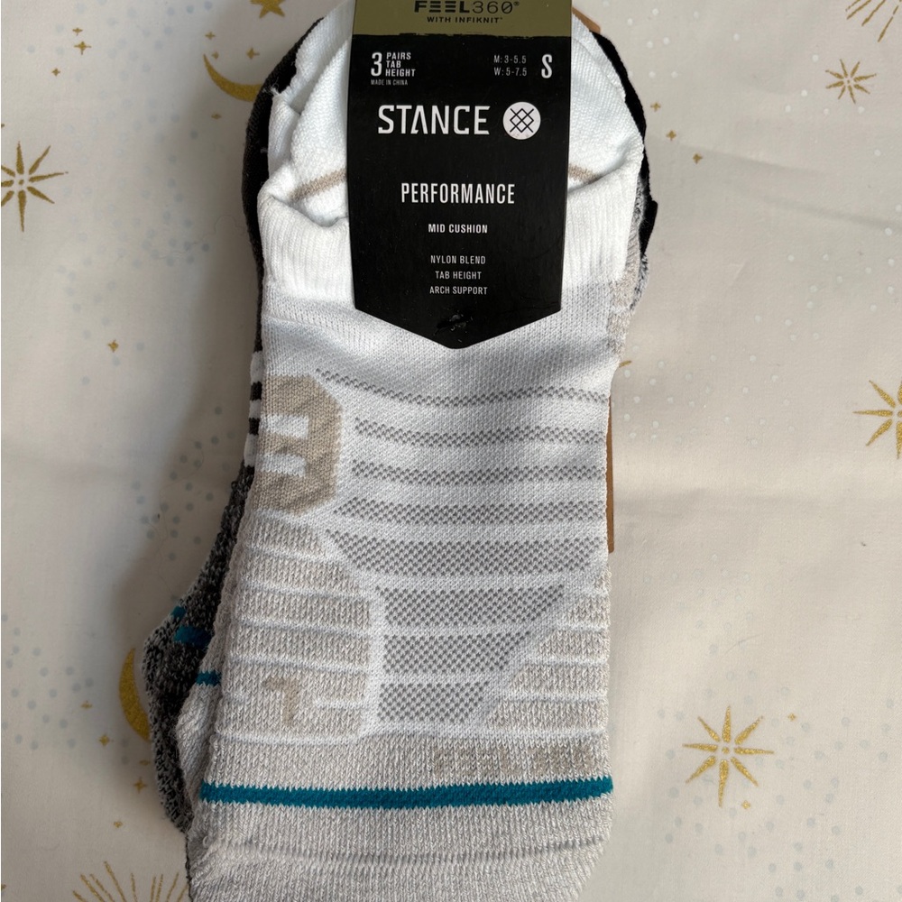 Stance Performance Mid Cushion Socks - White, Gray, and Teal